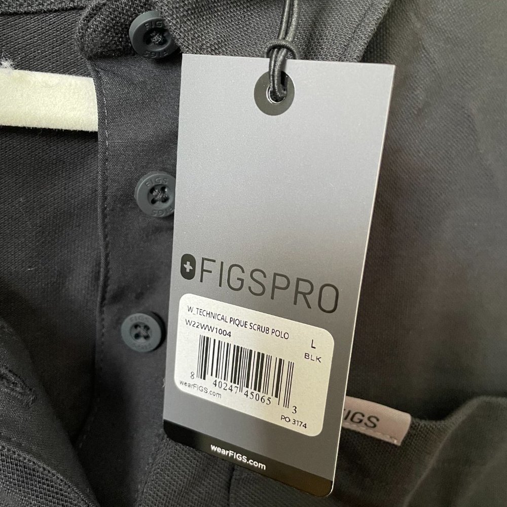 FigsPro Black Polo Shirt, size Large - Picture 4 of 4